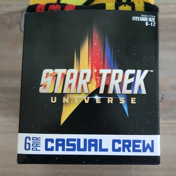 🧦 Star Trek Men’s Casual Crew Socks – Blue, Red & Yellow, NWT (6-Pack) - Picture 6 of 11